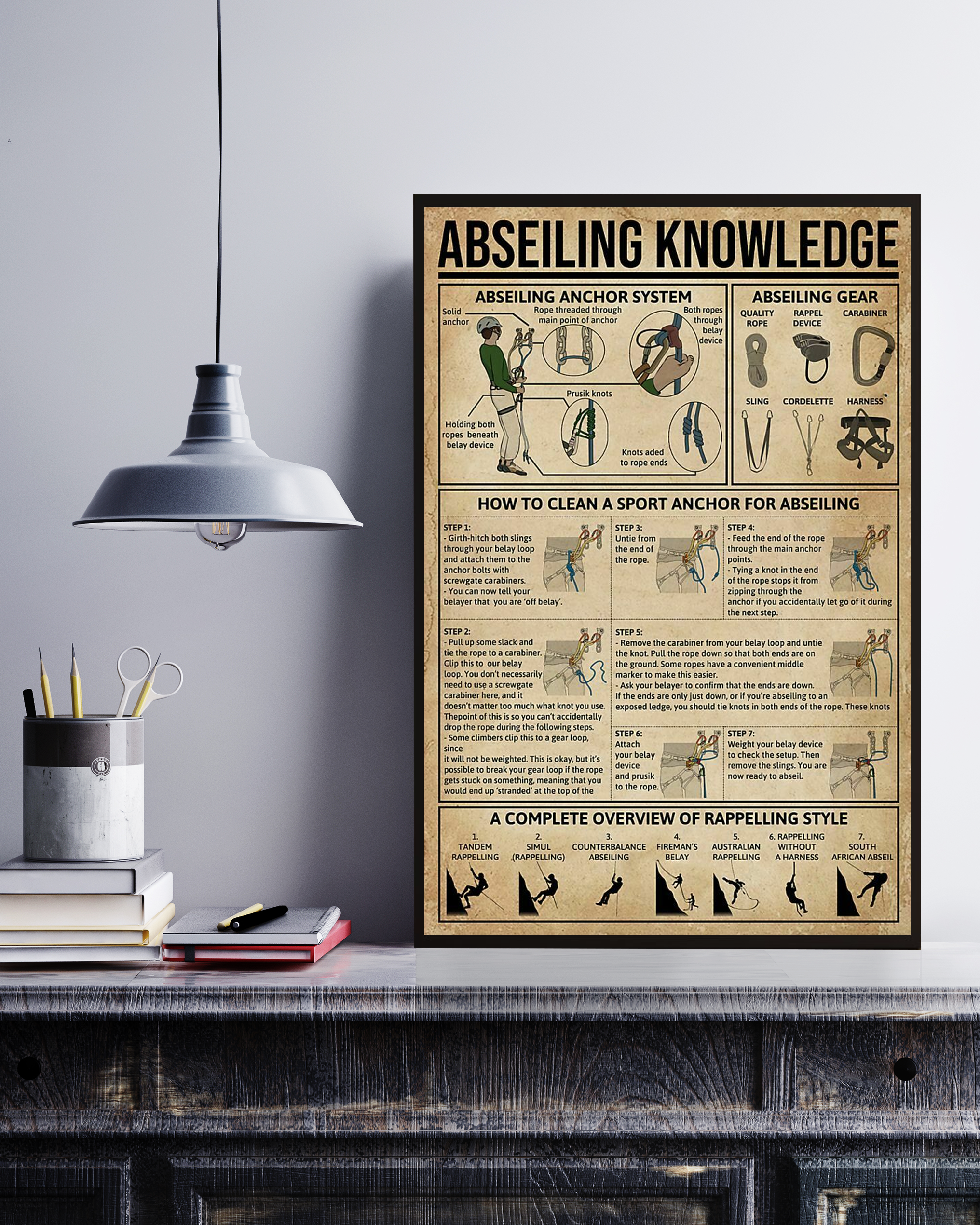 Abseiling Poster Portrait Knowledge Poster No Frame