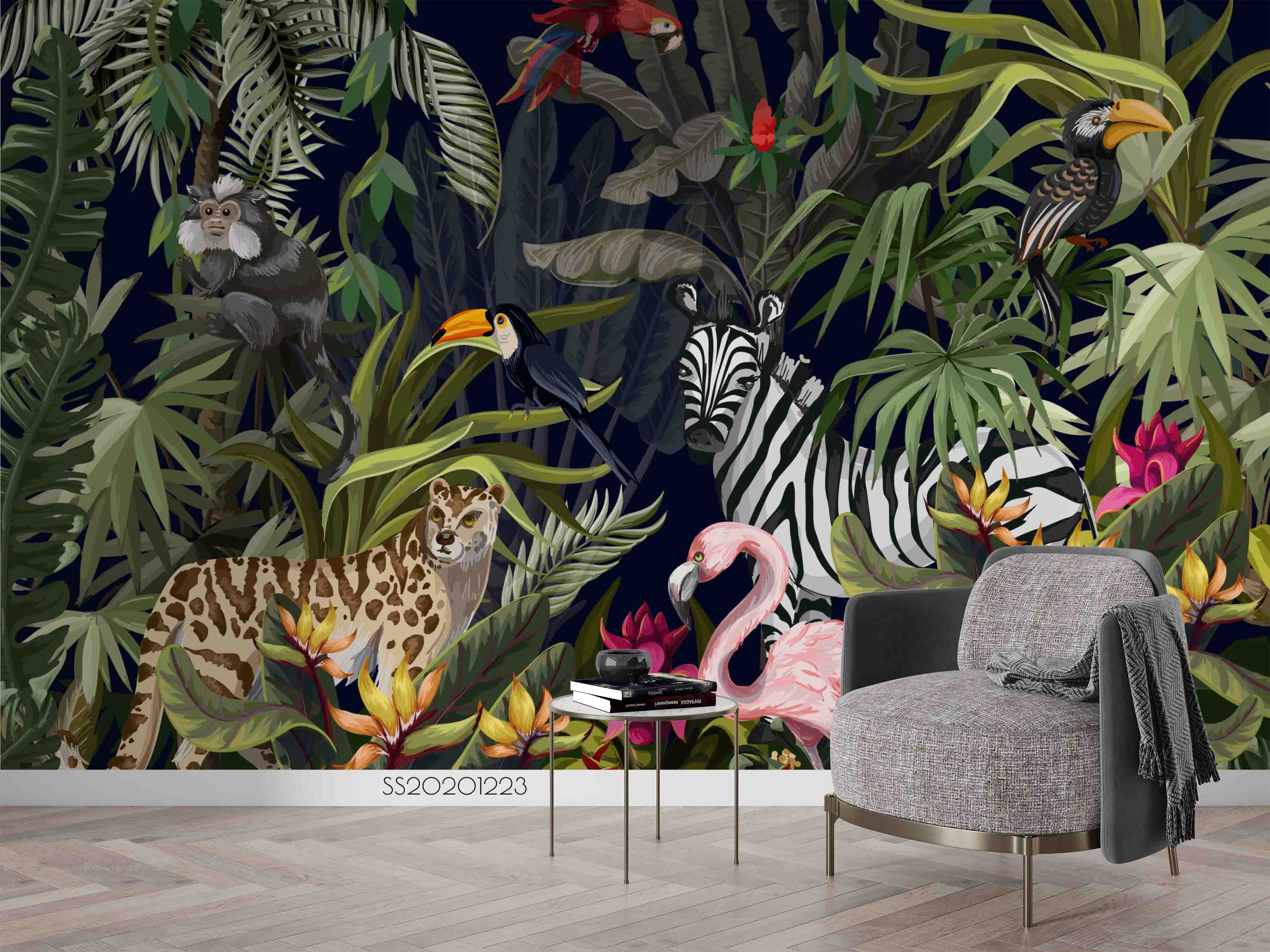 3D Tropical Jungle Animal Wallpaper Lqh 159