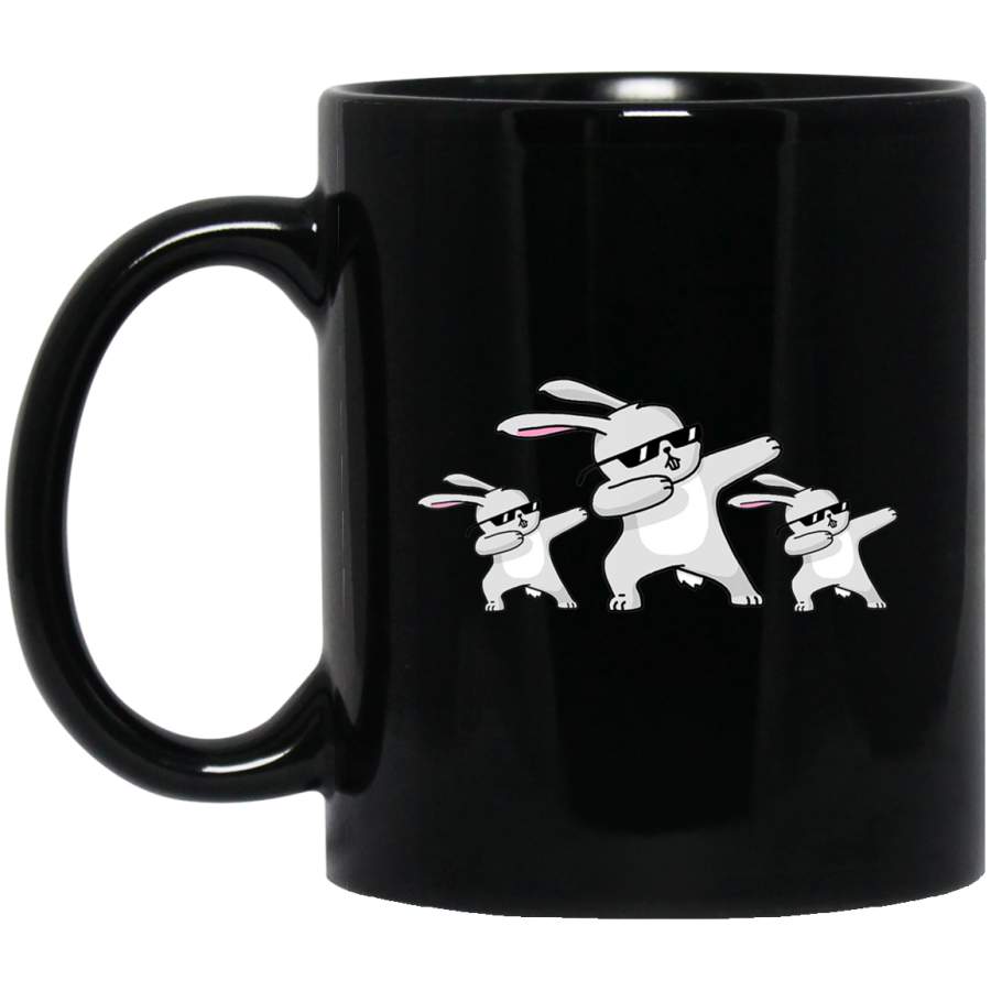 Cool Dabbing Bunny Hip Hop Easter Gifts For Boys Girls Black Mug