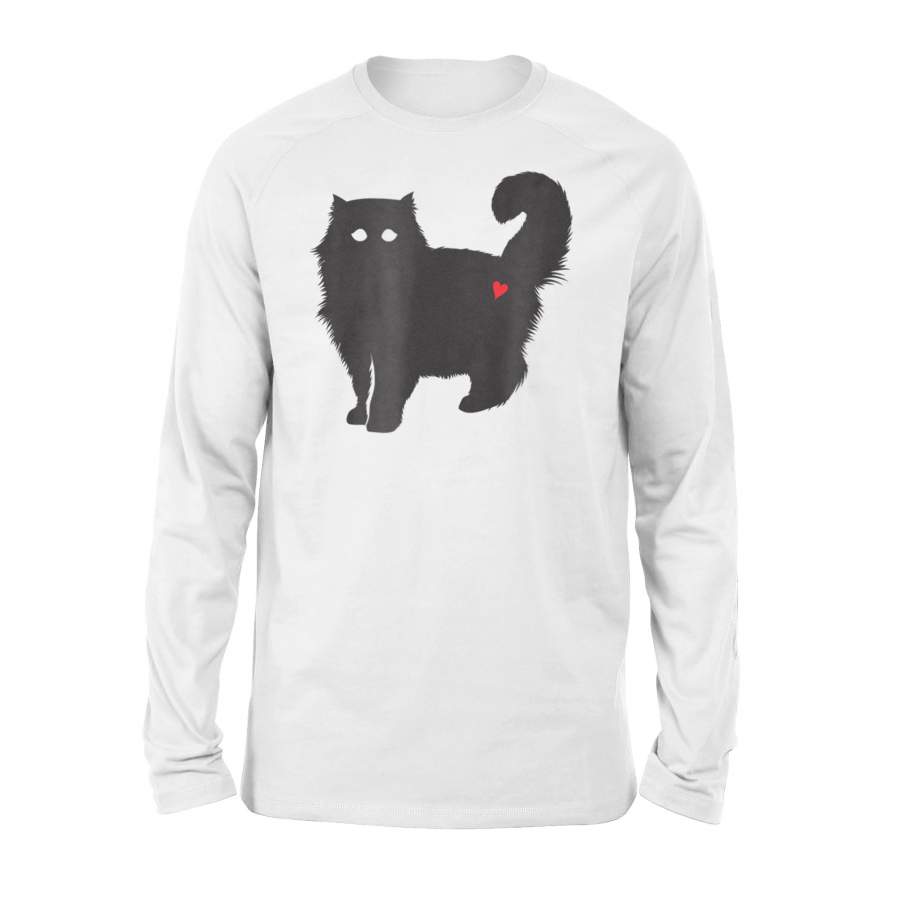 Cute Kitten Silhouette Halloween Graphic Heart Halloween Long Sleeve T-Shirt