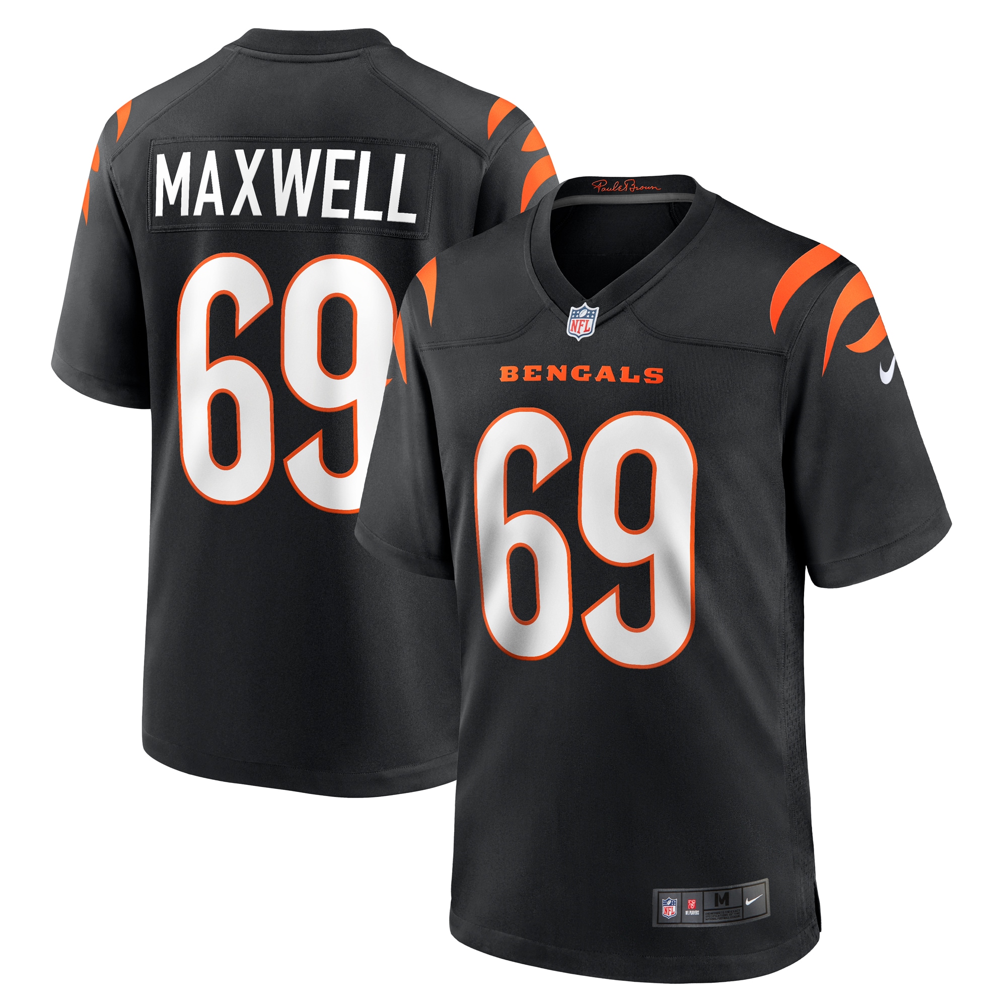 Men’s Cincinnati Bengals Devonnsha Maxwell  Black Team Game Jersey