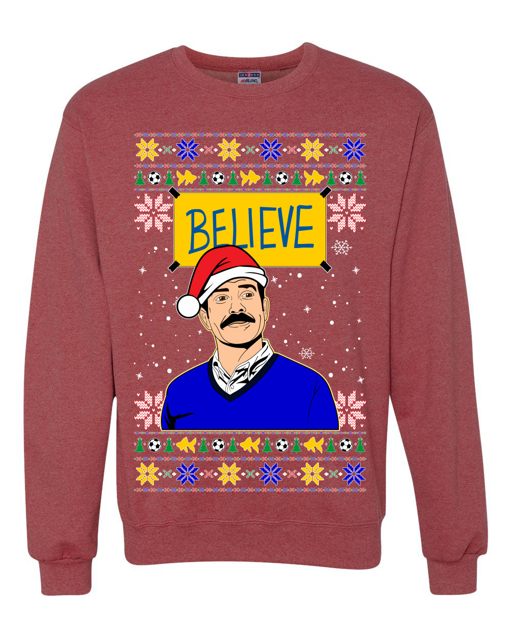 Believe Merry Christmas Ted Ugly Christmas Sweater Unisex Crewneck Graphic Sweatshirt