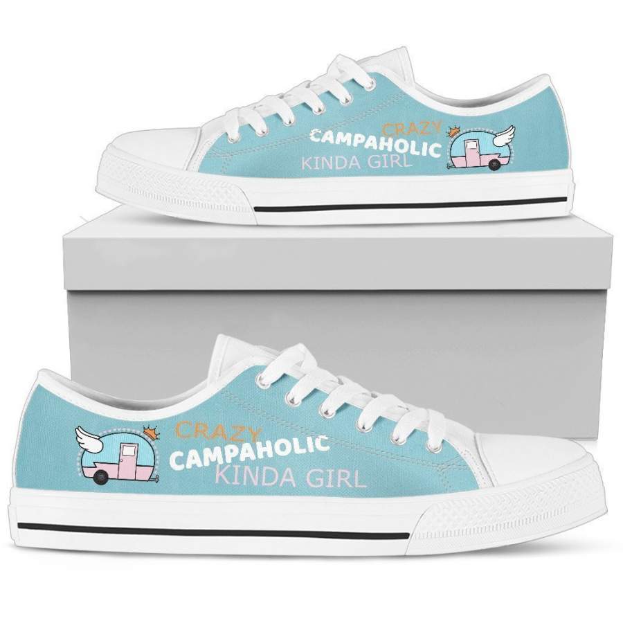 Womens Low Top – White – CRAZY CAMPAHOLIC KINDA GIRL