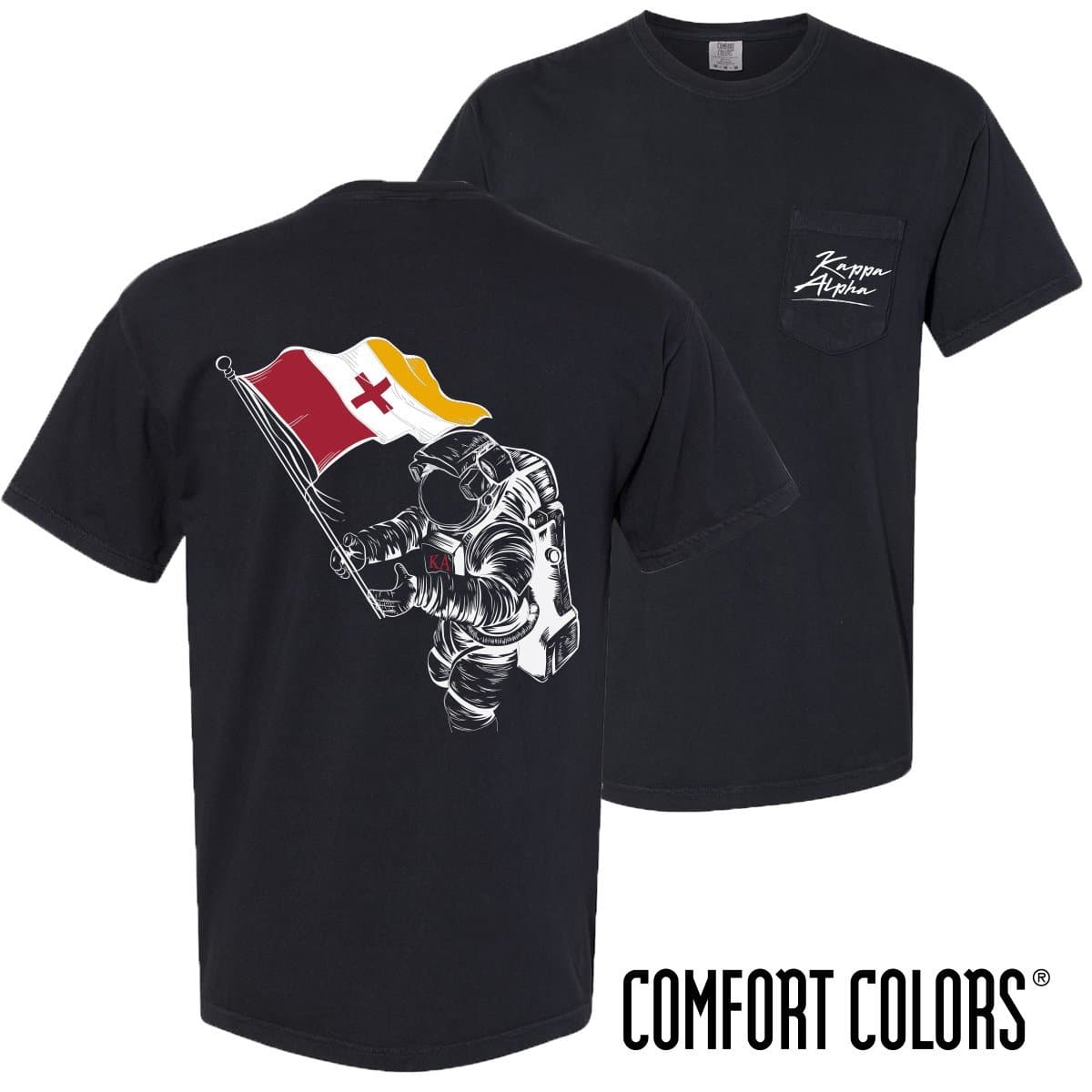 Kappa Alpha Comfort Colors Black Astronaut Pocket Tee