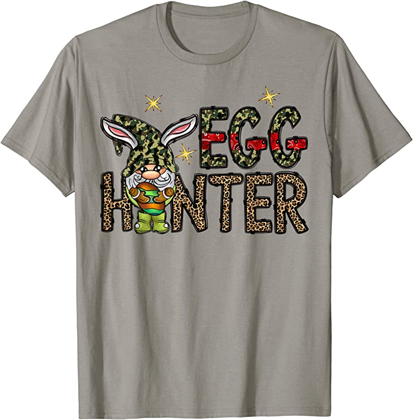 Camouflage Leopard Gnome Egg Hunter Cute Easter T-Shirt