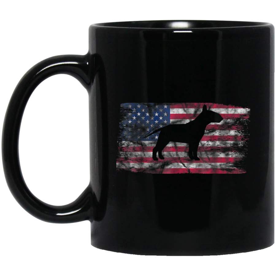 Bull Terrier Distressed Vintage Flag 4th Of July Gift Mug 11 oz 15 oz Black Mug