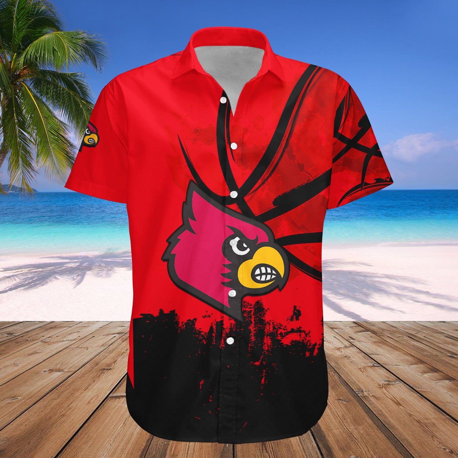 Louisville Cardinals Hawaii Shirt Basketball Net Grunge Pattern – NCCA