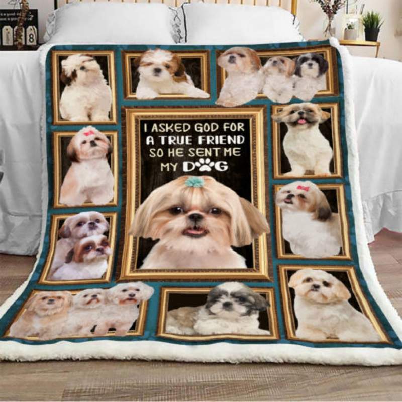 Shih Tzu Dog Sherpa Blanket JR2201 68O50