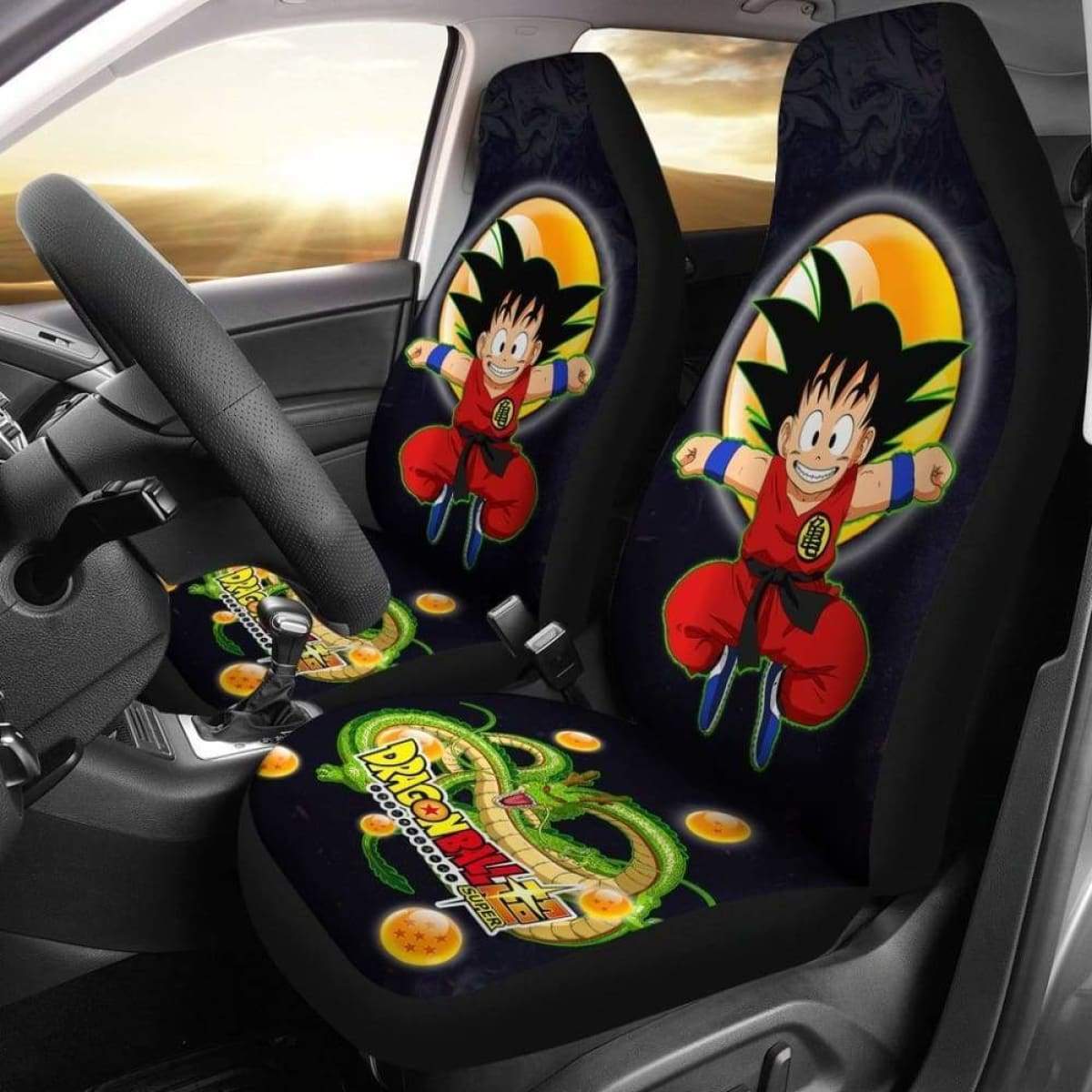 Goku Jumping Shenron Dragon Ball Anime Car Seat Covers Universal Fit