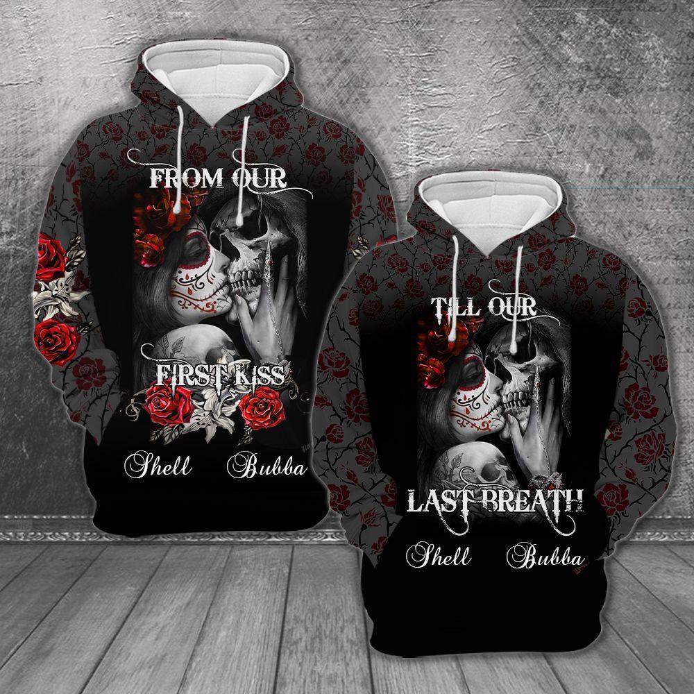 Love Gift Couple Skull 3D Personalized All Over Printed Shirts