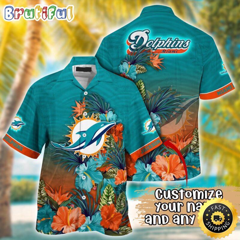 Nfl Miami Dolphins Hawaiian Shirt Tropical Flower Aloha Shirt