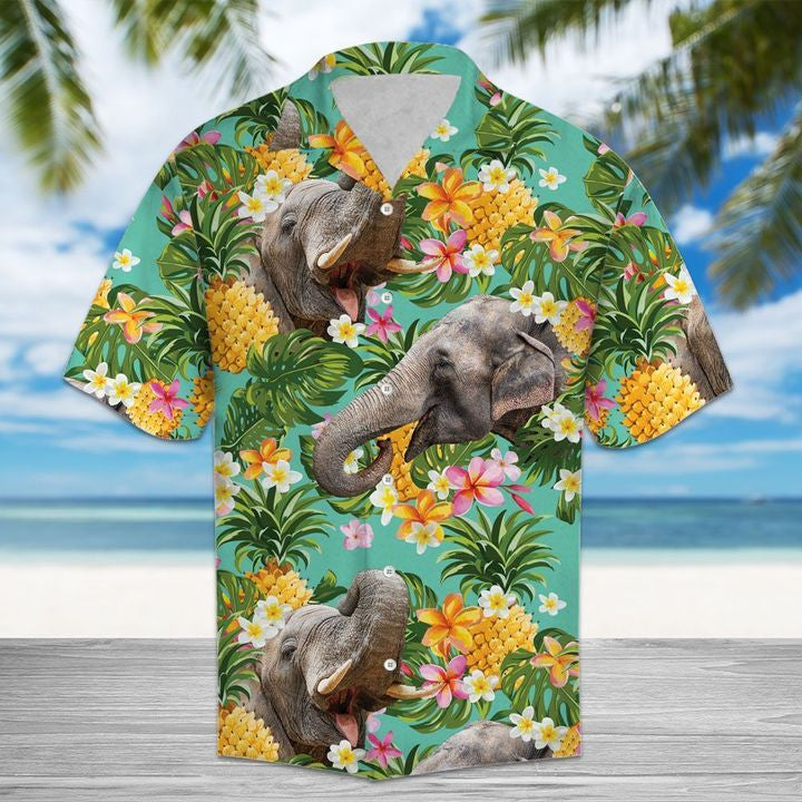 Tropical Pineapple Elephant 3D Hawaiian Shirt For Men With Vibrant Colors And Textures