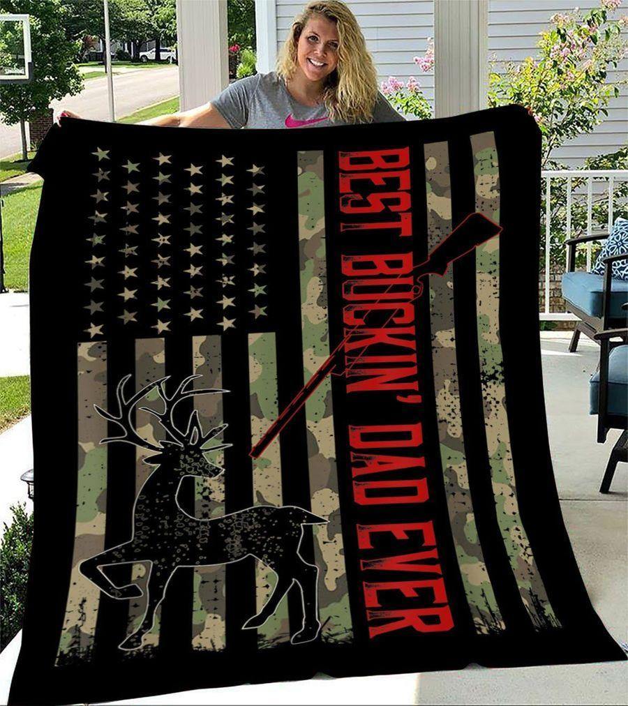 American Flag Camo Best Buckin’ Dad Ever The Man The Myth The Legend – Best Idea Gift For Dad, Gift For Home Decor, Gift For Family  – Fleece Blanket