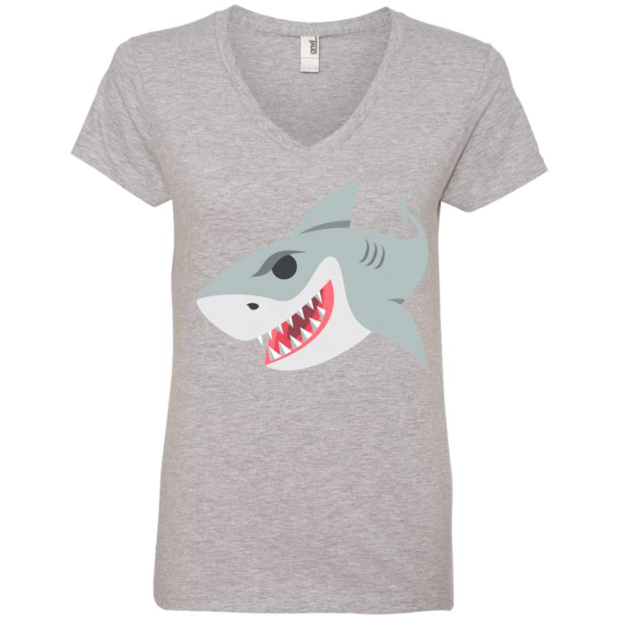 Shark Emoji Ladies’ V-Neck T-Shirt