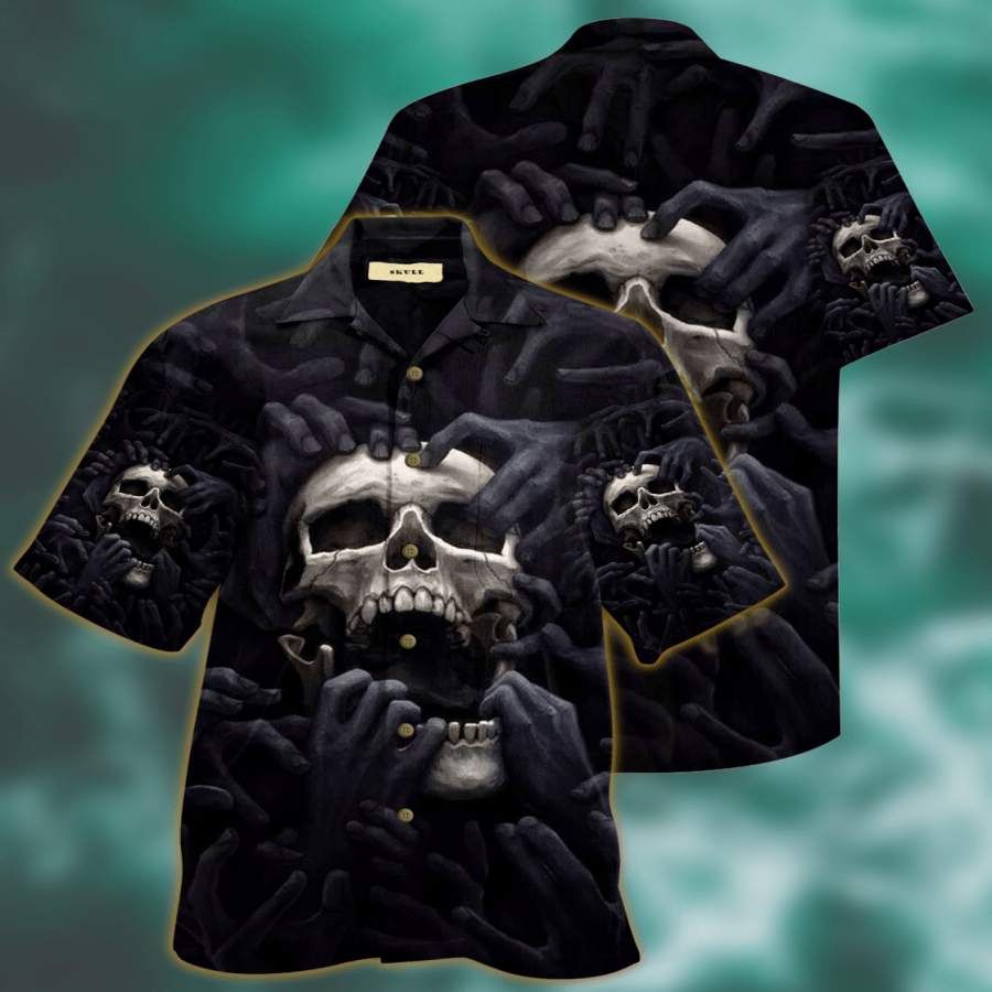 Black Skull Tropical Full Printing Hawaii Shirts Ha74932