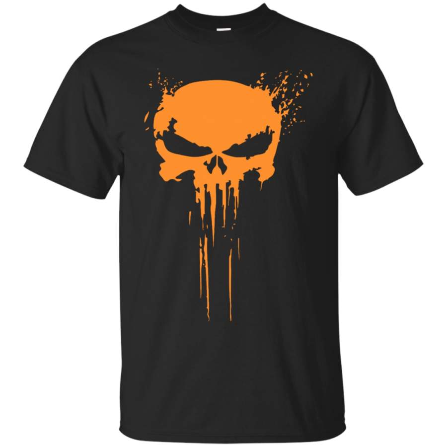 Vintage Orange Skull Distressed T-Shirt Halloween Gift