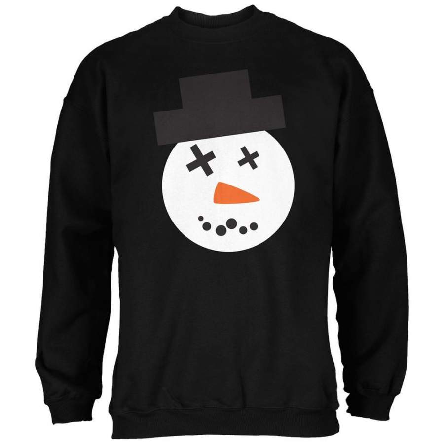 Snowman Face Ugly Christmas Sweater Black Adult Sweatshirt