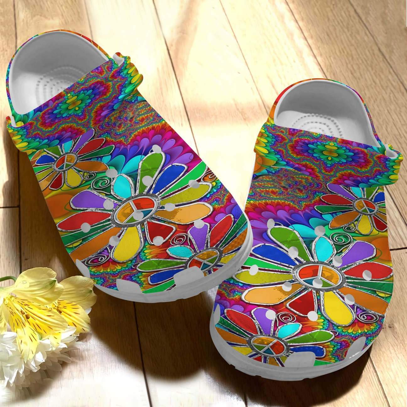 Hippie Personalize Clog, Custom Name, Text, Fashion Style For Women, Men, Kid, Print 3D Hippie Flower