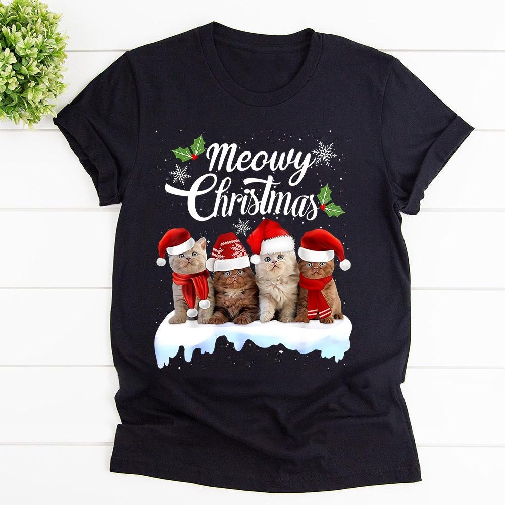 Meowy Christmas Kitten Cat Kitty Merry Christmas Graphic Unisex T Shirt, Sweatshirt, Hoodie Size S – 5XL