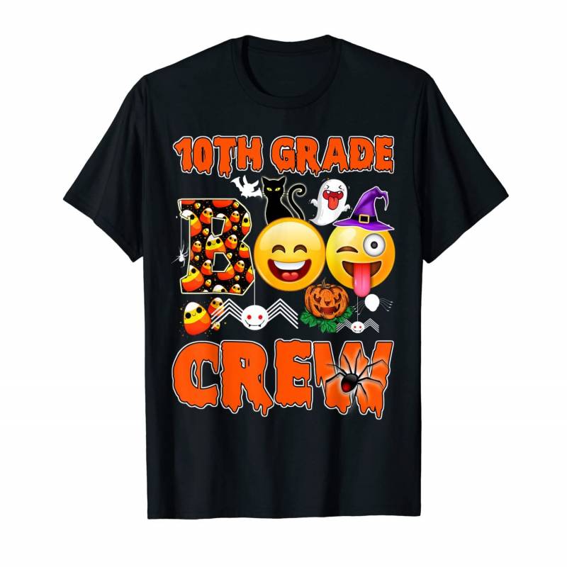 Black Cat Pumpkin Candy Ghost T Shirt 10th Grade Boo Crew