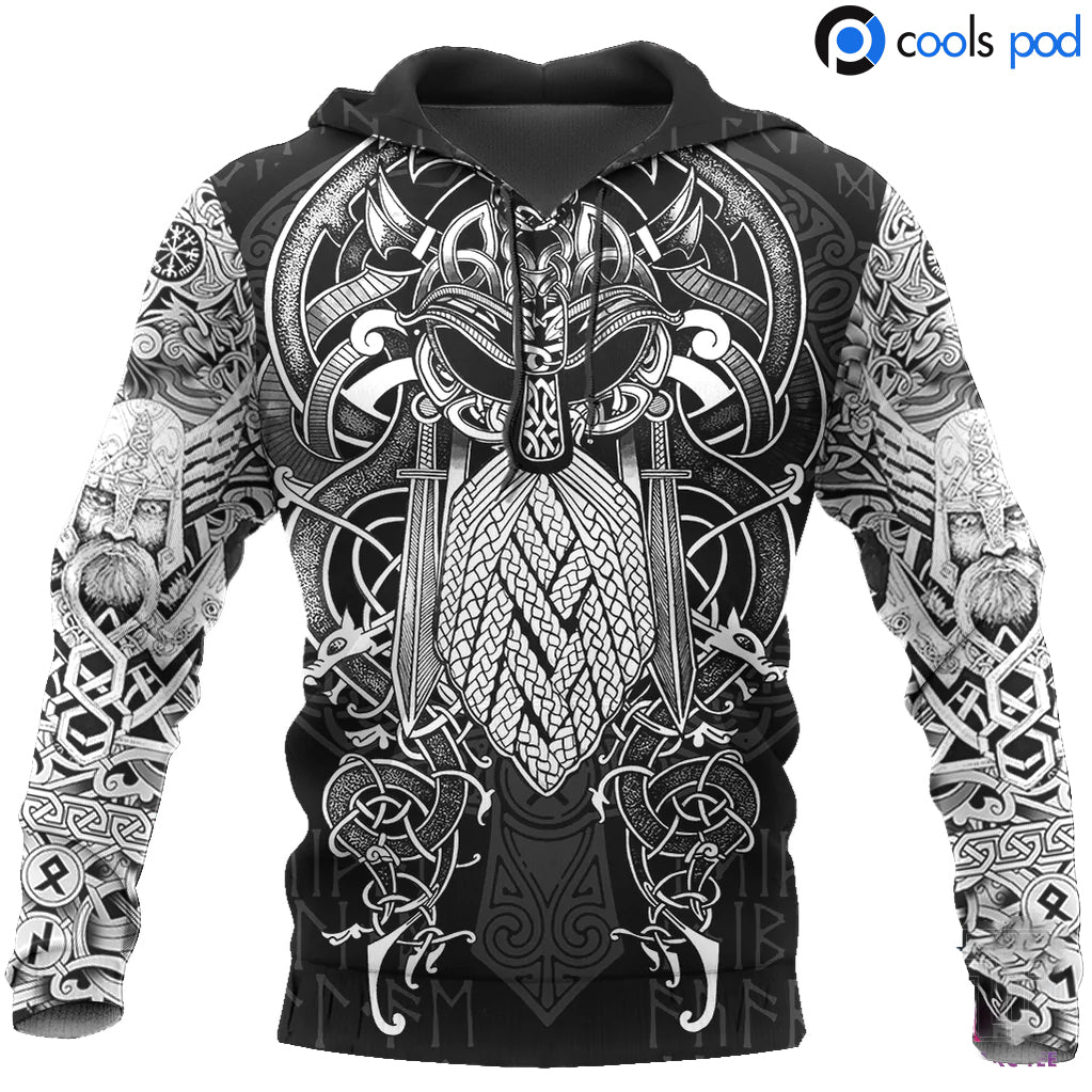 Vikings Hoodie Odin Tattoo Style On Hoodie For Men And Women, Viking Lover Gifts