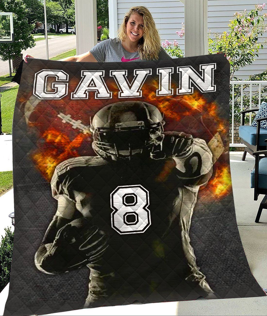 Custom Blankets Football Personalized Quilt Blanket Quilt Blanket Cozy Fleece Blanket Sherpa Blanket