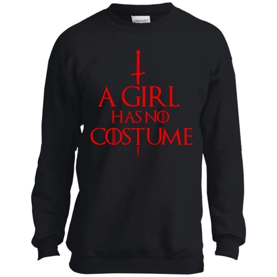 A Girl Has No Costume Halloween Youth LS shirt/Sweatshirt/Hoodie