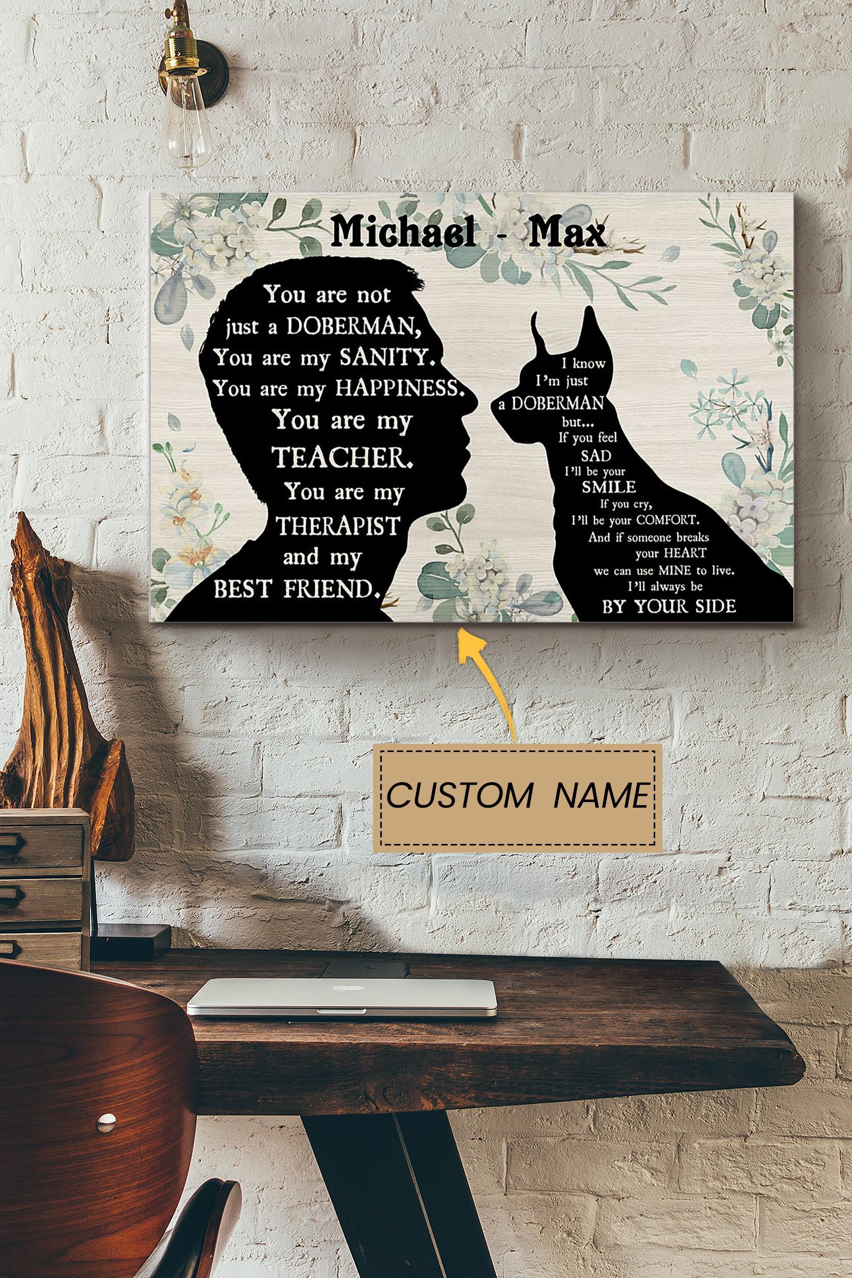 Doberman Pinscher Boy Therapist Best Friend Personalized Poster – Animal Wall Art – Gift For Dog Lover Dog Foster Puppy Fan Poster