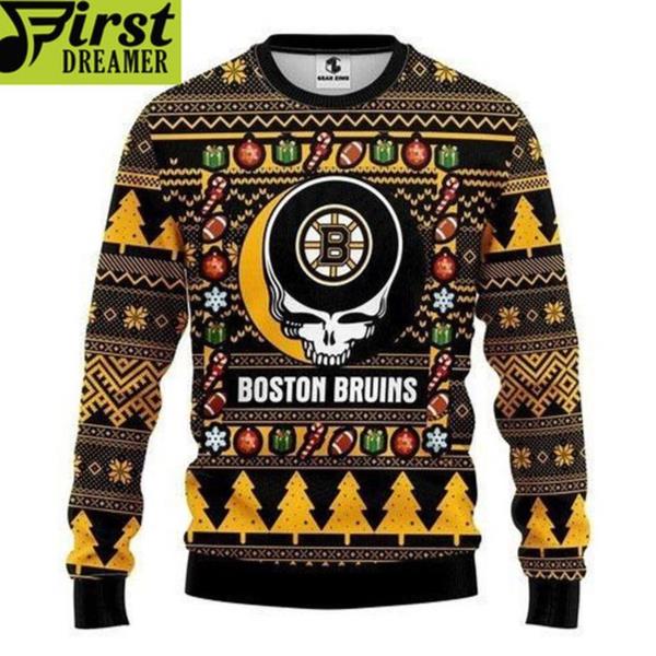 Boston Bruins Grateful Dead Gift For Fan Ugly Wool Sweater Christmas