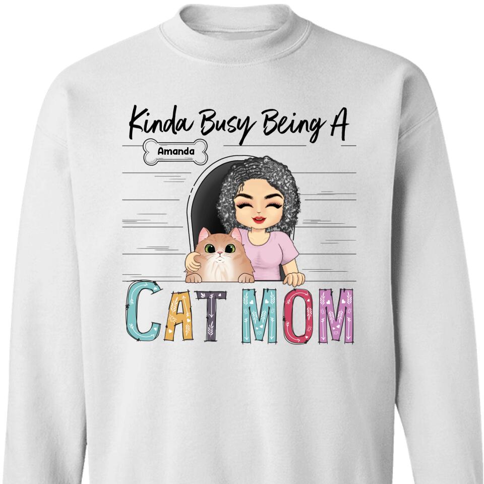 Gift For Cat Lovers – Chibi Girl Kinda Busy Being A Dog Mom Personalized Sweatshirt – Trendingpersonalized