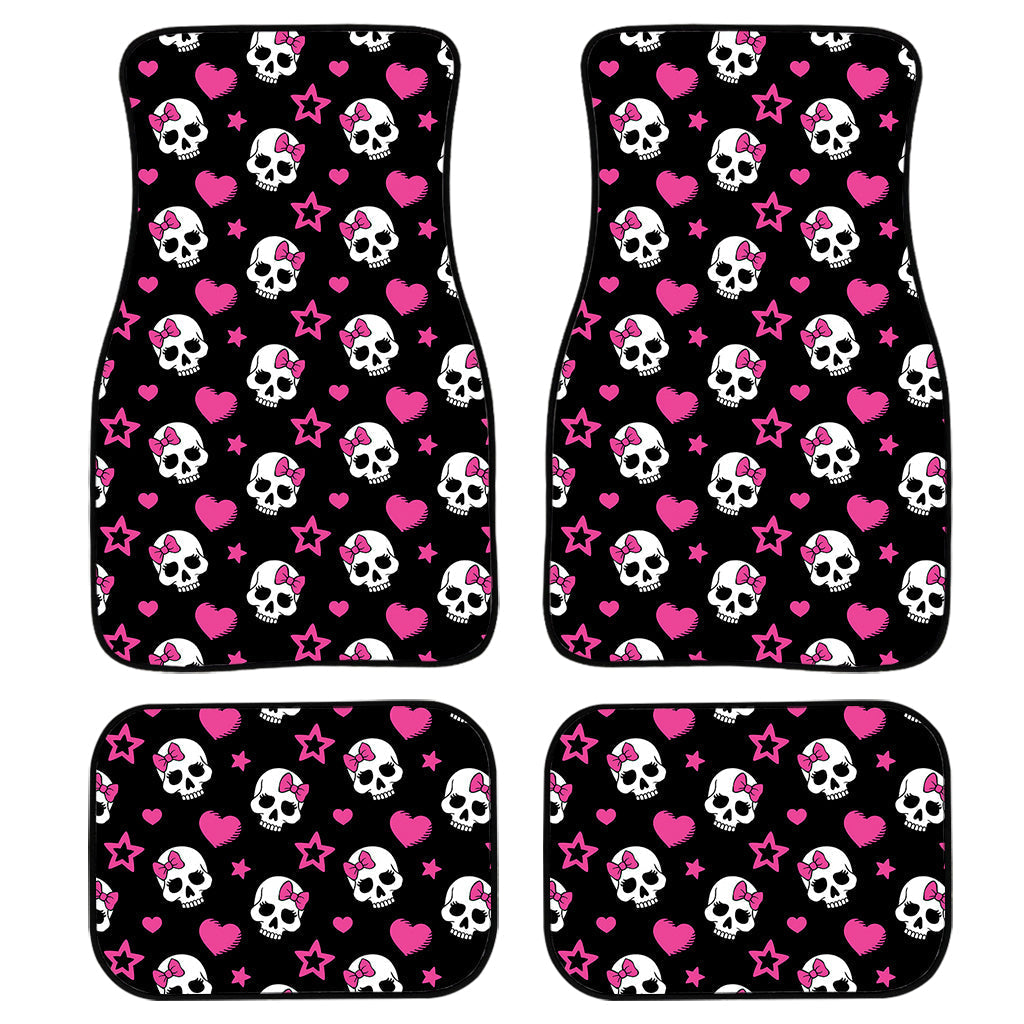 Girly Emo Skull Pattern Print Front And Back Car Floor Mats, Front Car Mat