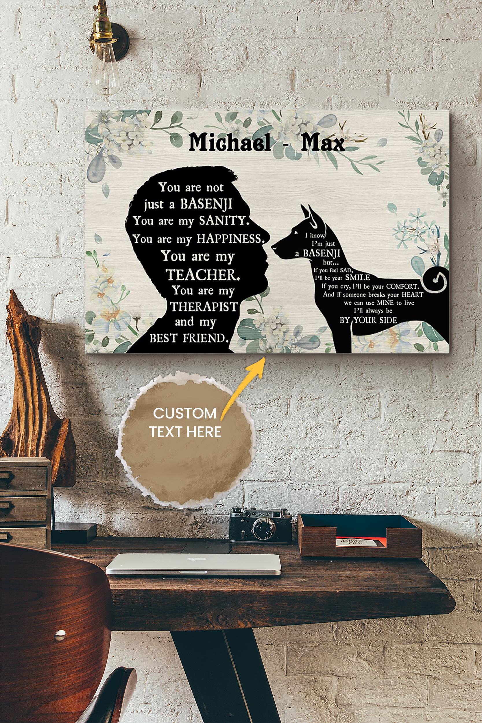 Basenji Boy Therapist Best Friend Personalized Poster – Animal Wall Art – Gift For Dog Lover Dog Foster Puppy Fan Wrapped Canvas