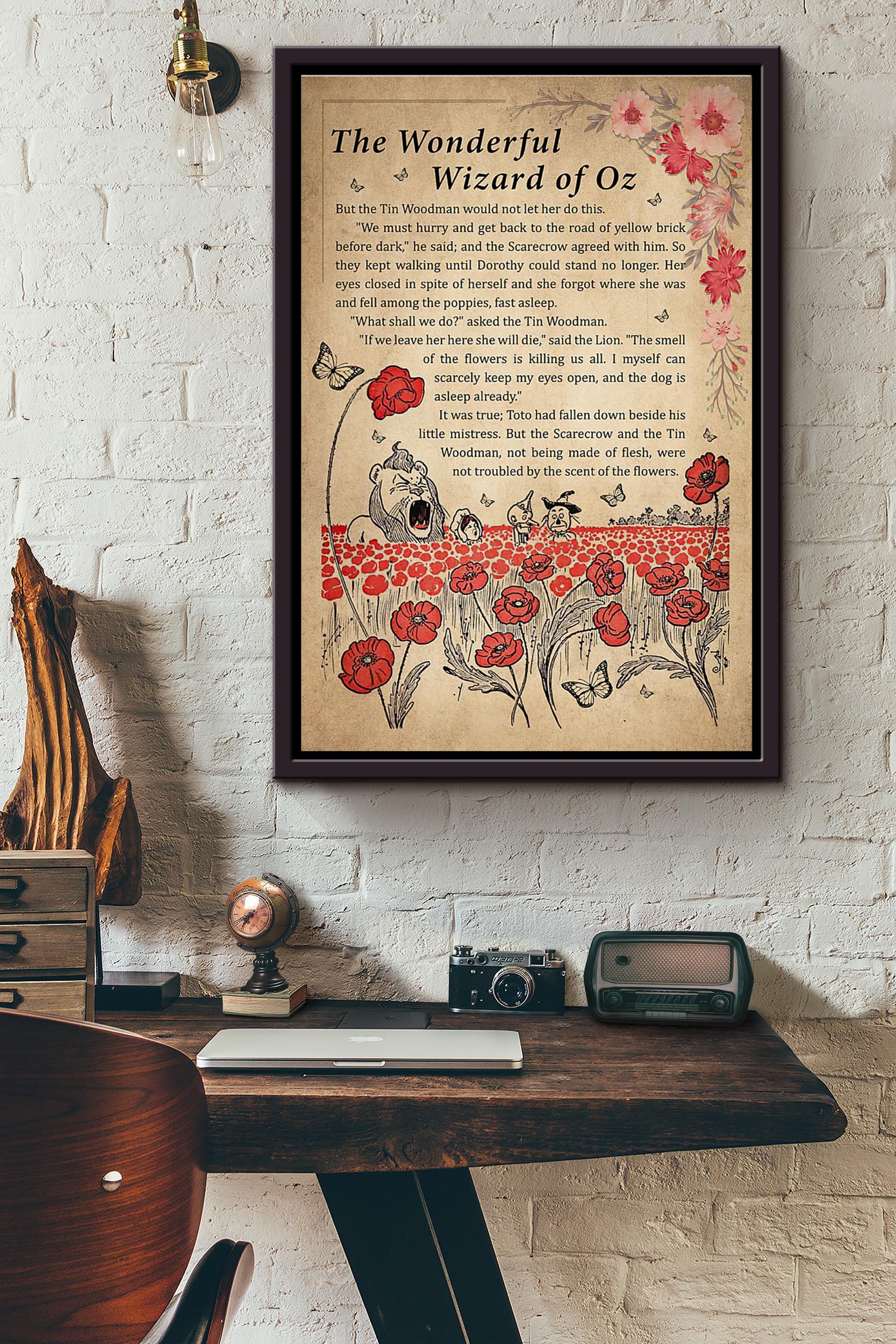 The Wonderful Wizard Of Oz Flowers Poster Framed Matte Canvas
