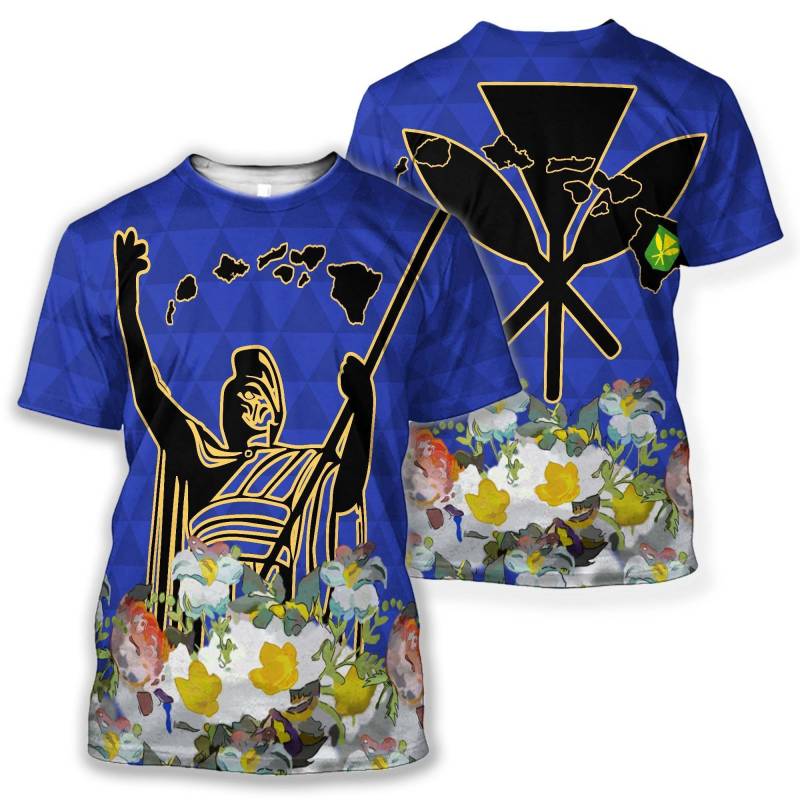 Hawaii King Blue Polynesian Shirts And Shorts Ha88670