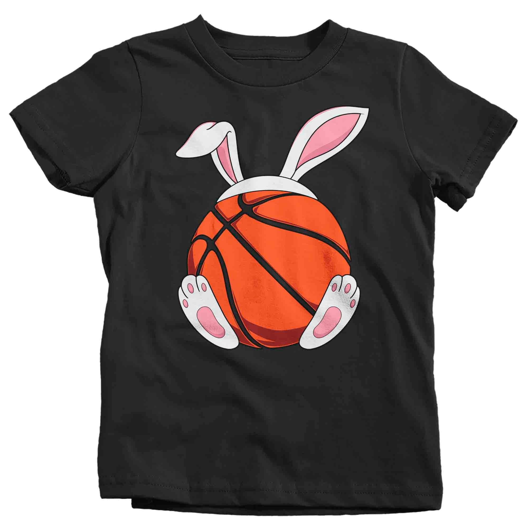 Kids Funny Easter T Shirt Basketball Bunny Shirt Rabbit Ears Feet Basketball Player Gym Tshirt Gift Easter Tee Boy’S Girl’S Youth