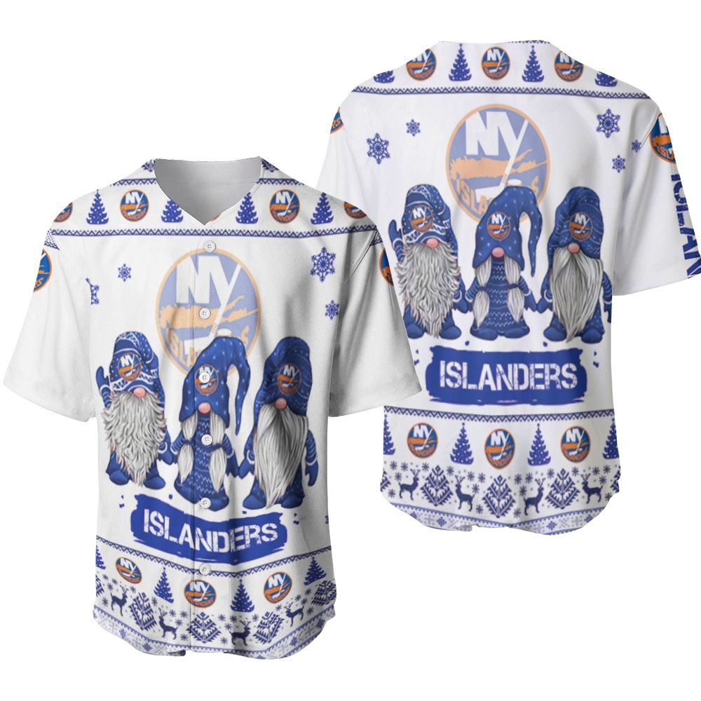 Christmas Gnomes New York Islanders Ugly Sweatshirt Christmas 3D Baseball Jersey