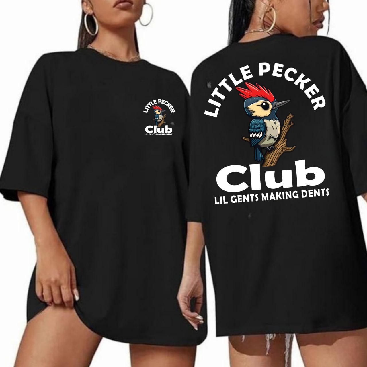 Little Pecker Club Tshirt – Bold Graphic Tee with Humorous Cartoon Bird – Lil Gents Making Dents Statement Shirt – Menswear Top