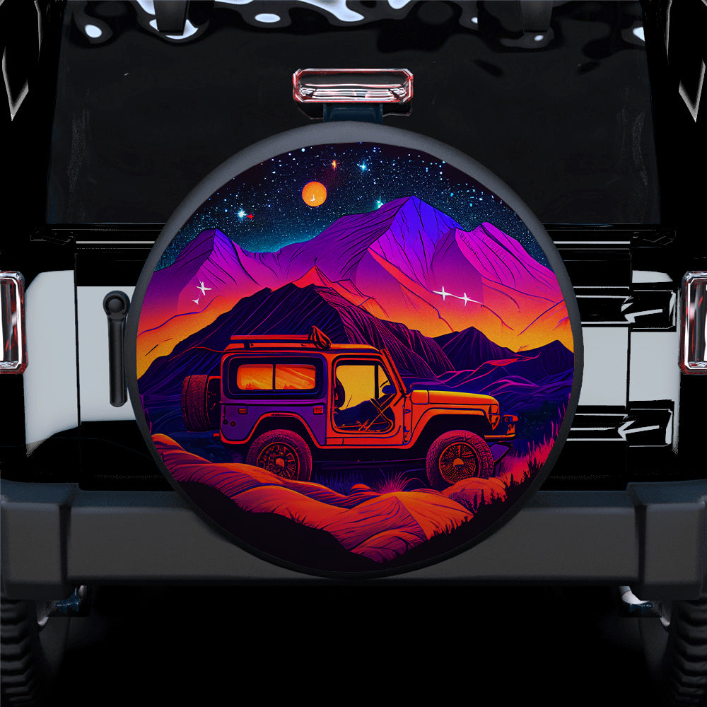 Purple Red Blue Orange Night Sky Full Of Star Boat 2 Jeep Car Spare Tire Covers Gift For Campers