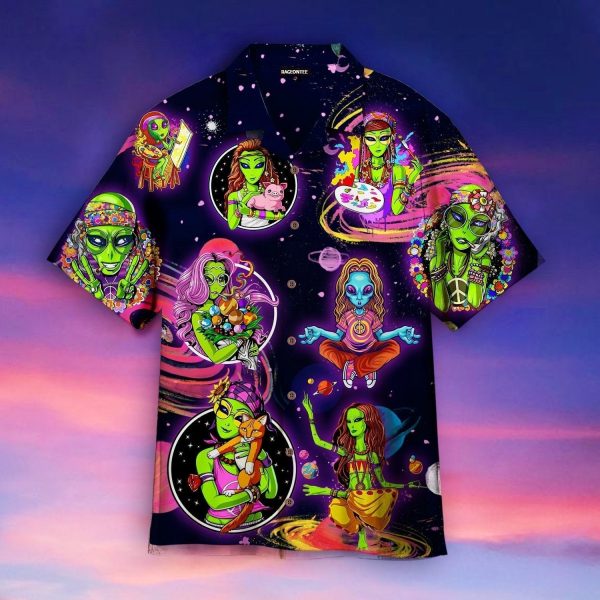 Hippie Alien Hawaii Shirt For Men Women Ha93501