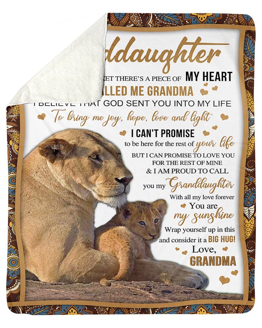 [Personalized Name] Grandma A Piece Of My Heart Lion Fleece Blanket, Sherpa Blanket, Gift For Granddaughter Gift For Family Member, Friends Gift, Christmas Gift, Home Decor, Home Living