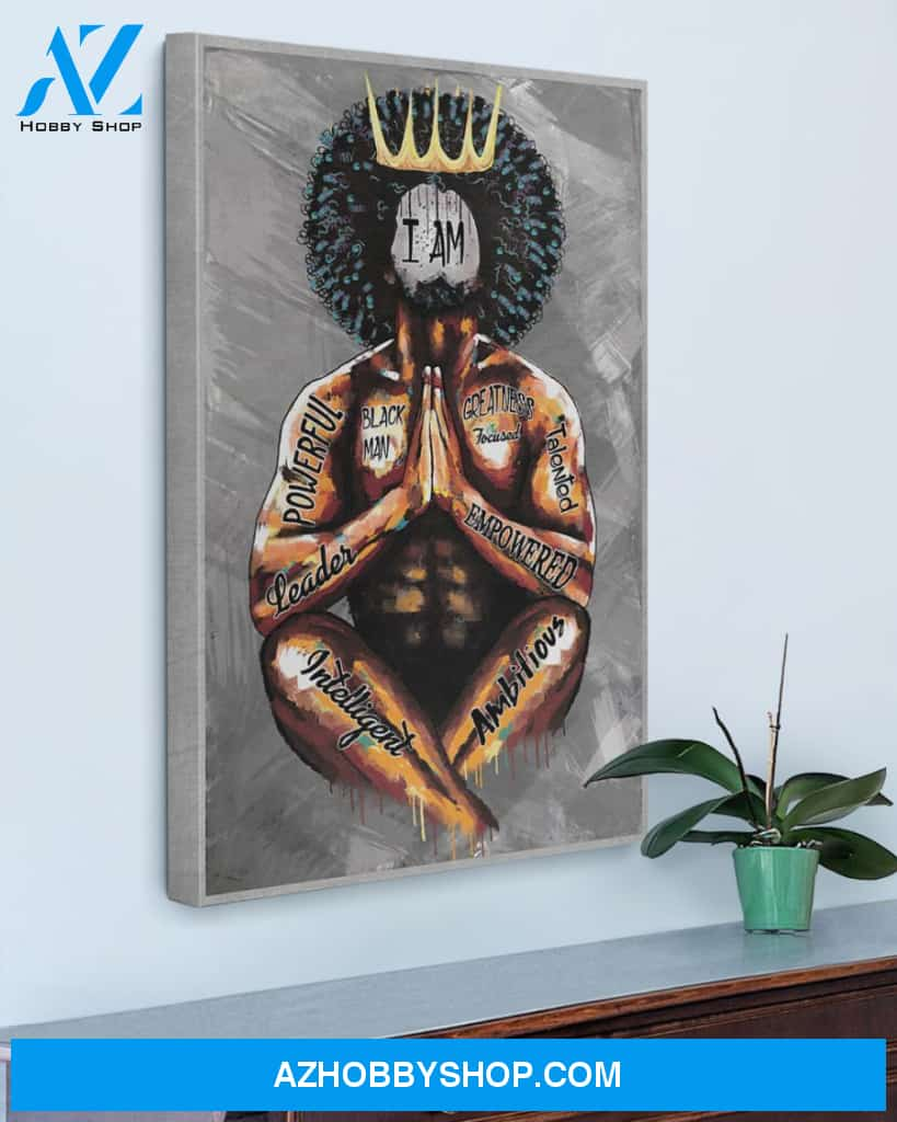 Black King Praying I Am Gallery Wrapped Canvas Prints – African Canvas Print Wall Art