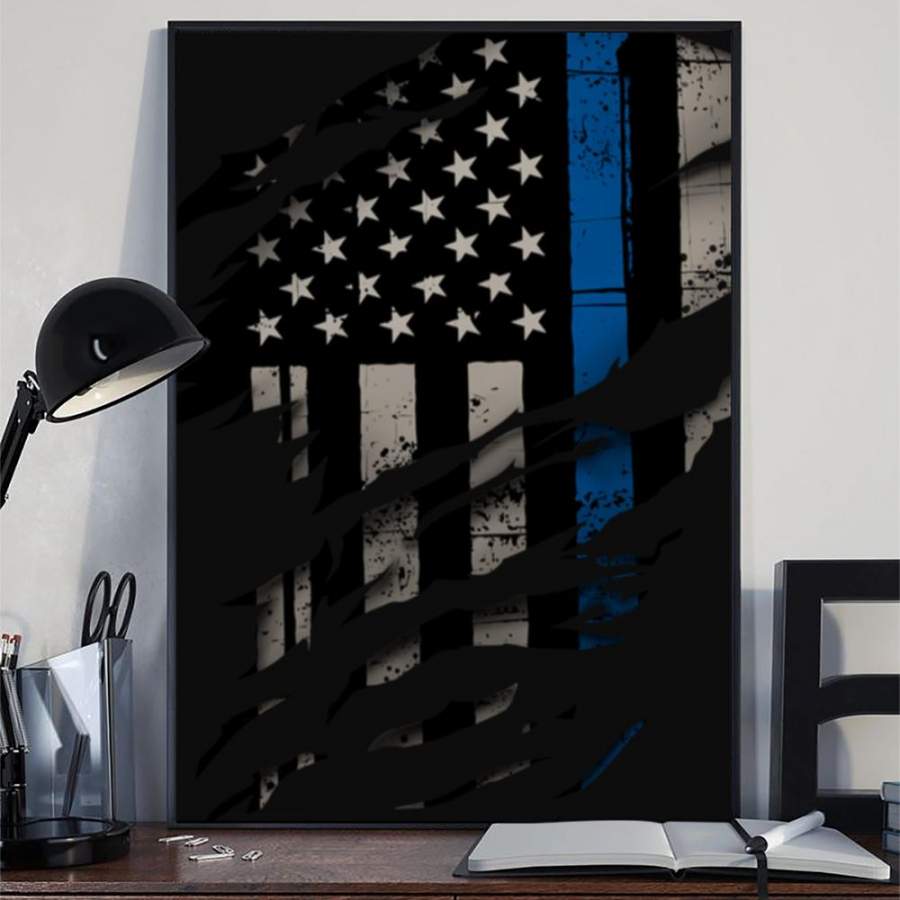 Thin Blue Line American Flag Poster Honoring Law Enforcement Police T Ideas House Decoration 1137