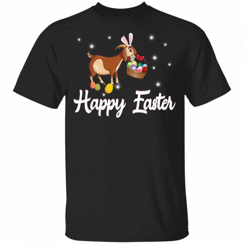 Bunny Goat Pulls Eggs Basket Funny Rabbit Bunny Eggs Easter Day Matching Shirt For Kids Men Women Goat Lover Farmer Gifts Youth T-Shirt