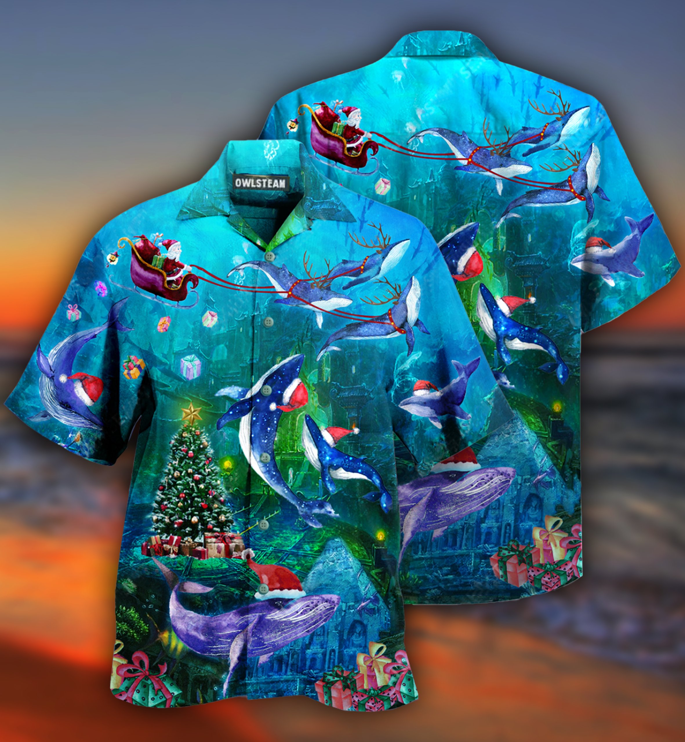 Chirstmas Whales Under The Sea Limited – Hawaiian Shirt