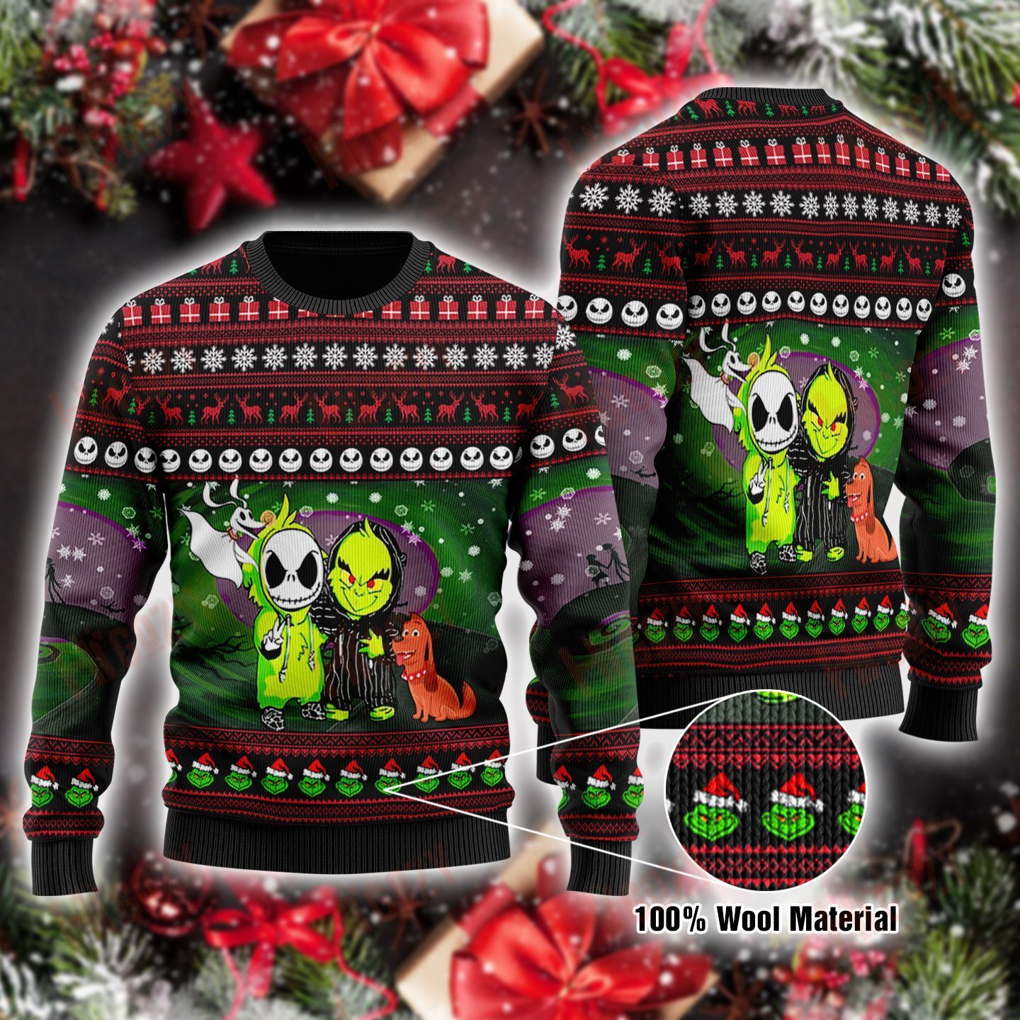 Jack Skellington Sweater, The Grinch Sweater, Christmas Day Sweater 3D – Spnv4