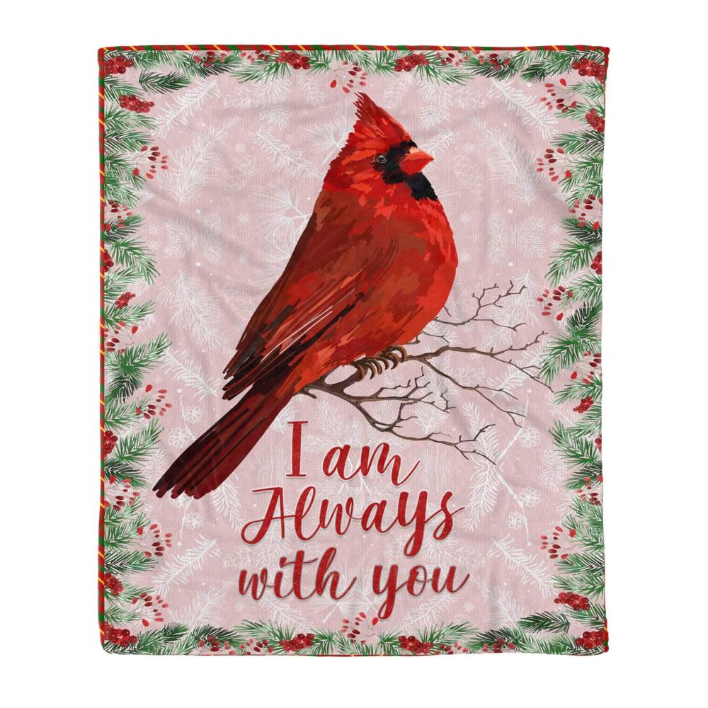 Animal Red Cardinal I’M Always With You Fleece Blanket Family Gift Home Decor Bedding Couch Sofa Soft And Comfy Cozy