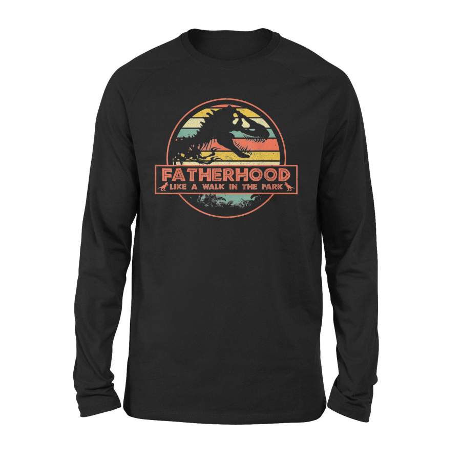 Black Funny Dinosaur T-rex Fatherhood T-shirt – Standard Long Sleeve