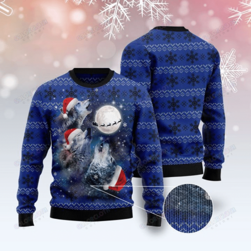 Wolf Under The Moon Ugly Christmas Sweater For Men & Women, Gift For Christmas, Merry Christmas