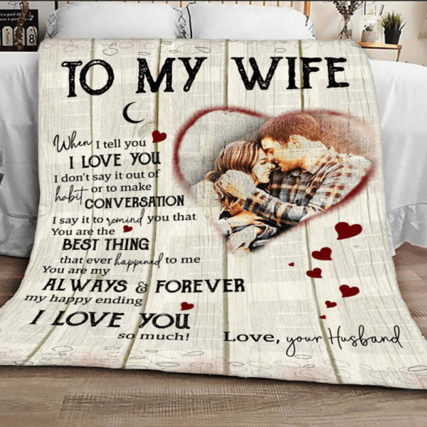 Personalized Photo Blanket Anniversary Gift For Wife I Love You