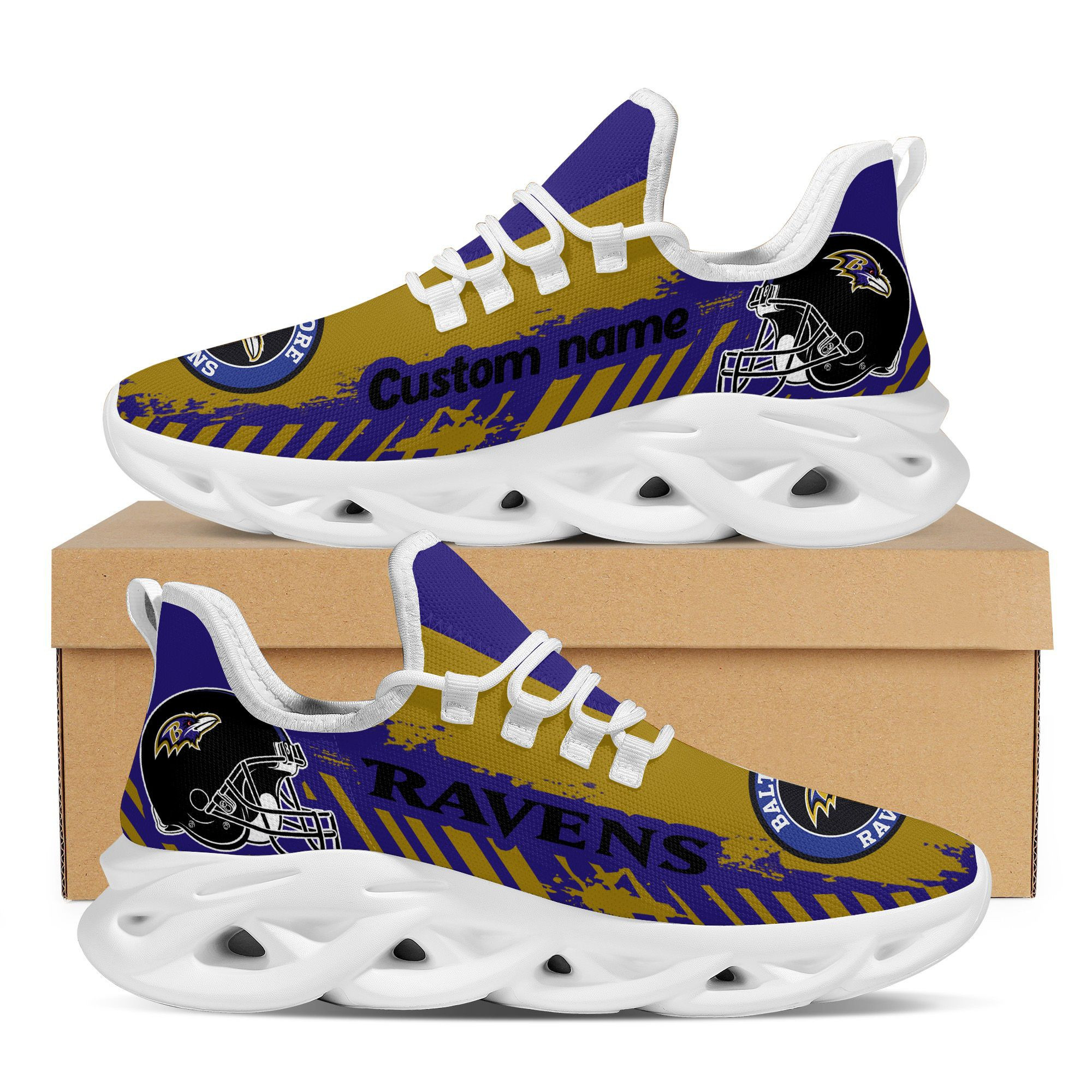 Baltimore Ravens Americanfootball Team Helmet Custom Name Personalized Men And Women Max Soul Sneakers Shoes For Fans